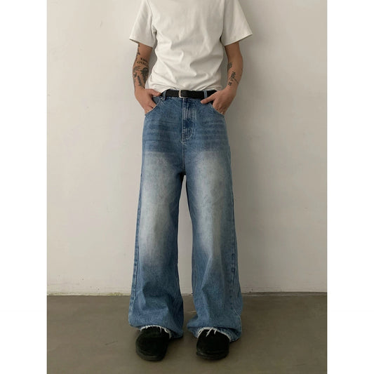 RT No. 28107 WASHED BLUE WIDE STRAIGHT DENIM JEANS