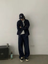 RT No. 18864 PLEATED BLUE DENIM STRAIGHT JEANS