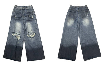 RT No. 10892 RIPPED DENIM BAGGY JEANS