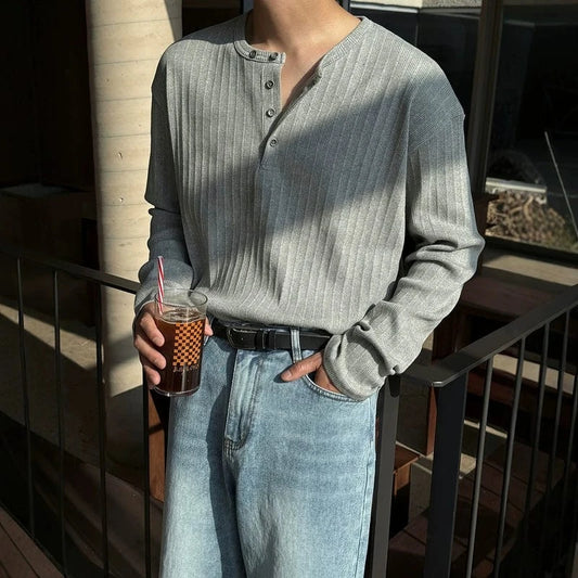 RT No. 18502 KNIT HENRY COLLAR LONG SLEEVE