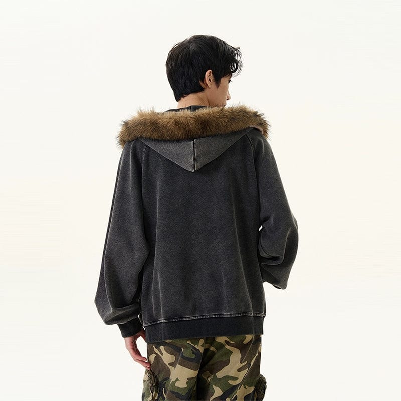 RT No. 11996 FUR GRAPHIC ZIP-UP HOODIE