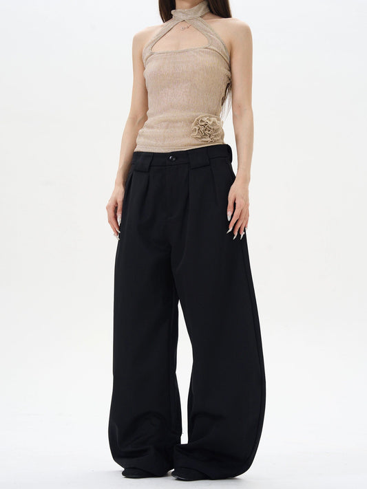 RT No. 12258 BLACK SCIMITAR BAGGY STRAIGHT PANTS