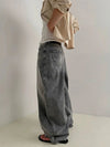 RT No. 19035 WASHED BAGGY STRAIGHT JEANS