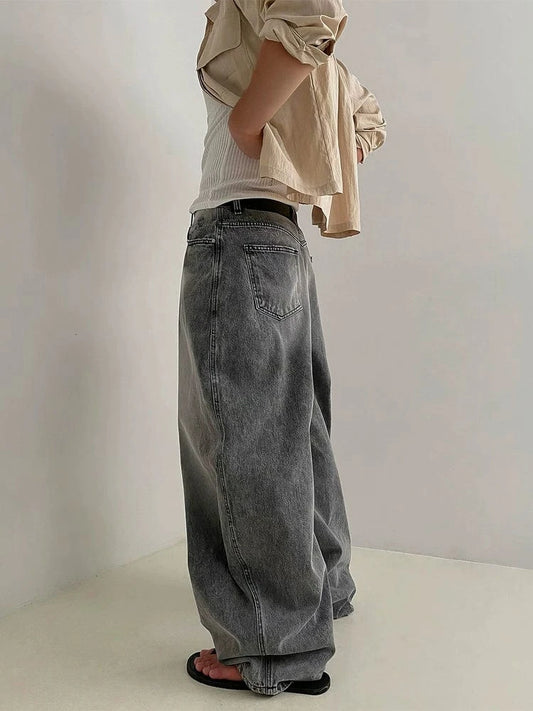 RT No. 19035 WASHED BAGGY STRAIGHT JEANS