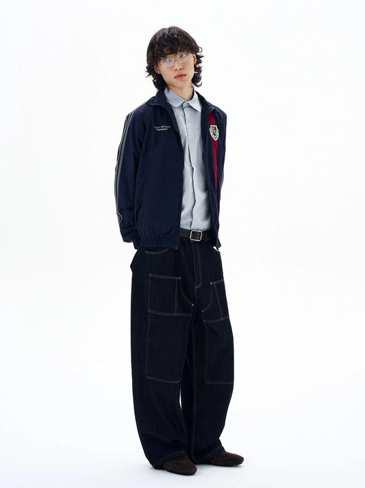 RT No. 29050 STITCHED DENIM BAGGY STRAIGHT JEANS