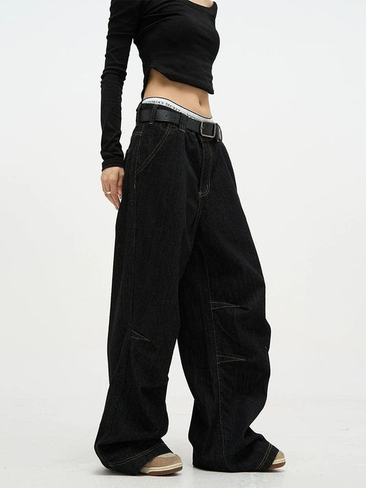 RT No. 18704 BLACK RAW DENIM STRAIGHT JEANS
