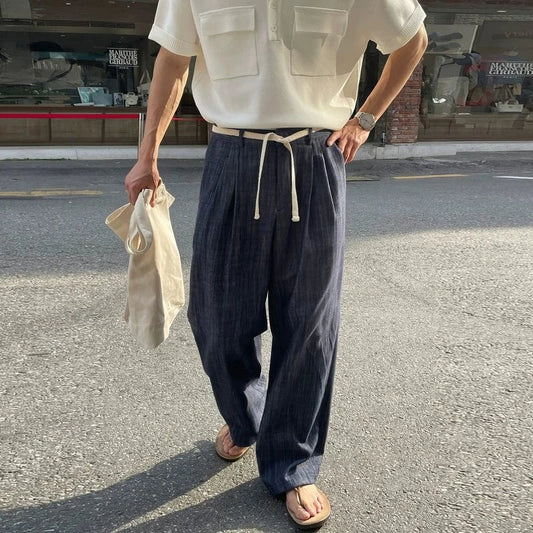 RT No. 19043 PLEATED WIDE STRAIGHT PANTS