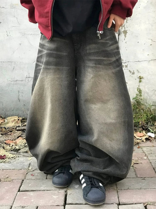 RT No. 32611 WASHED BAGGY STRAIGHT JEANS