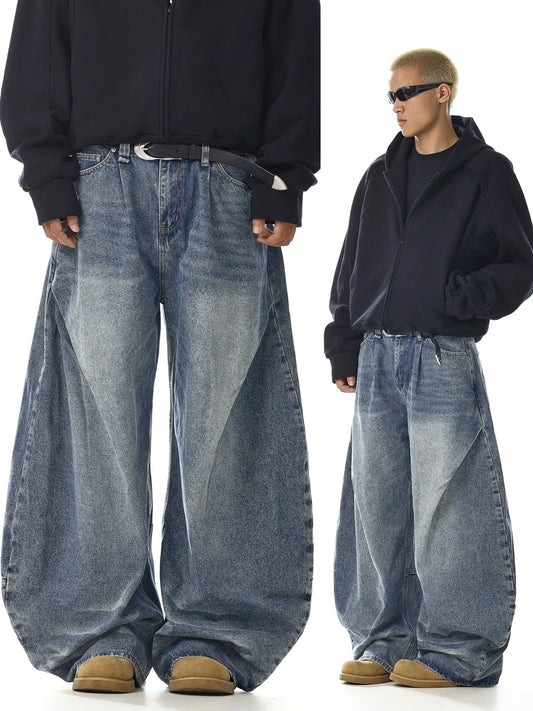 RT No. 32738 PLEATED DENIM STRAIGHT JEANS