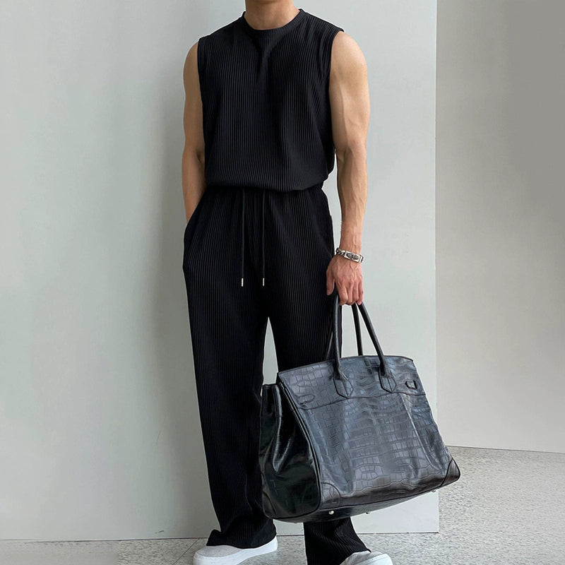 RT No. 11931 PLEATED SLEEVELESS SHIRT & WIDE DRAWSTRING PANTS