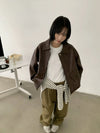 RT No. 29155 BROWN ZIP LEATHER JK