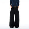 RT No. 25042 BLACK DOUBLE-WAIST STRAIGHT JEANS