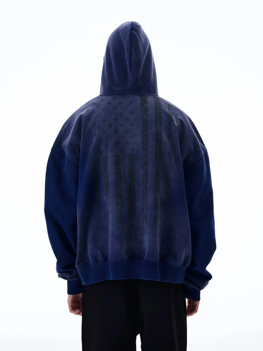 RT No. 20033 BLUE EMBROIDERED ZIP HOODIE