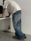 RT No. 29141 WASHED DENIM STRAIGHT JEANS