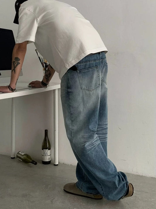 RT No. 29141 WASHED DENIM STRAIGHT JEANS