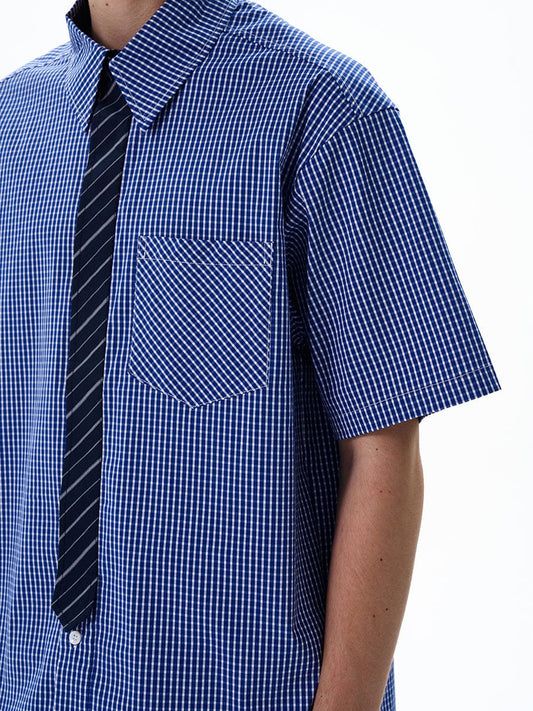RT No. 12706 BLUE PLAID SHORT SLEEVE SHIRT