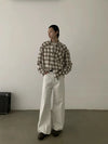 RT No. 18865 CREAM SCIMITAR STRAIGHT PANTS
