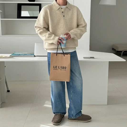 RT No. 33020 KNITWEAR POLO COLLAR SWEATER