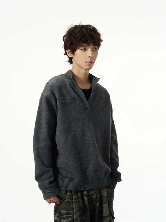 RT No. 18700 KNIT V-NECK COLLAR SWEATER