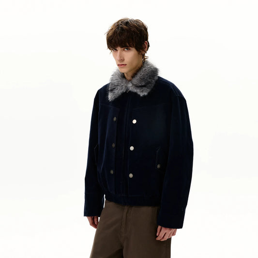 RT No. 50401 SUEDE FUR COLLAR JACKET