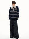 RT No. 55129 KNITWEAR STRIPED HENLEY SWEATER