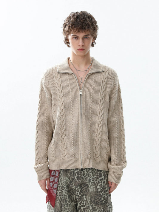 RT No. 50222 KNITWEAR TWIST ZIPPER SWEATER