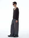 RT No. 20031 PLEATED GRAY PLAID BAGGY STRAIGHT PANTS