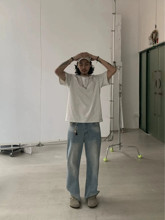 RT No. 18735 WASHED BLUE DENIM STRAIGHT JEANS