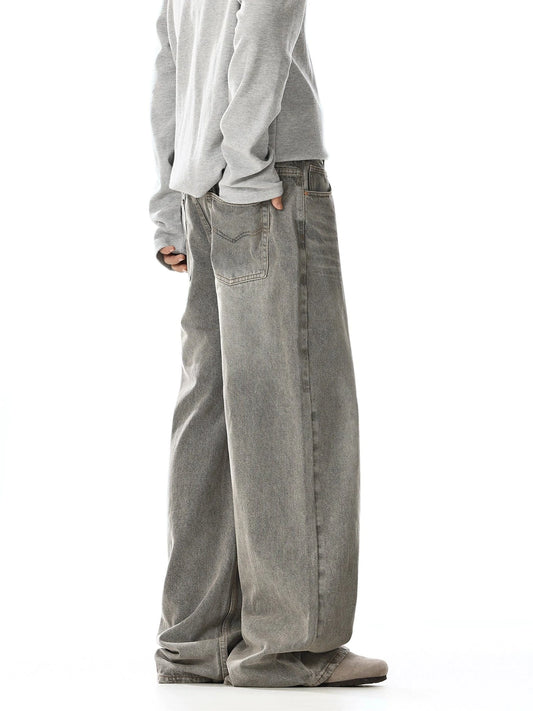 RT No. 32024 WHISKER WASH WIDE STRAIGHT JEANS