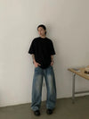 RT No. 18849 WASHED BLUE SCIMITAR DENIM JEANS