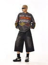 RT No. 13010 WASHED BLACK DENIM SHORT JEANS