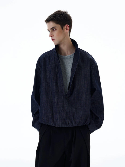 RT No. 20016 BLUE V-NECK DENIM PULLOVER JK