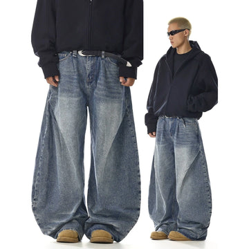 RT No. 32738 PLEATED DENIM STRAIGHT JEANS