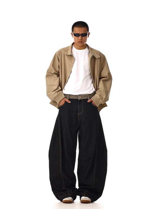 RT No. 12548 BLACK SCIMITAR BAGGY DENIM JEANS