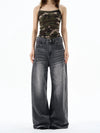 RT No. 19571 WASHED GRAY DENIM STRAIGHT JEANS