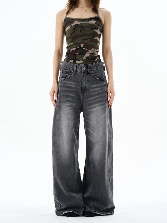 RT No. 19571 WASHED GRAY DENIM STRAIGHT JEANS