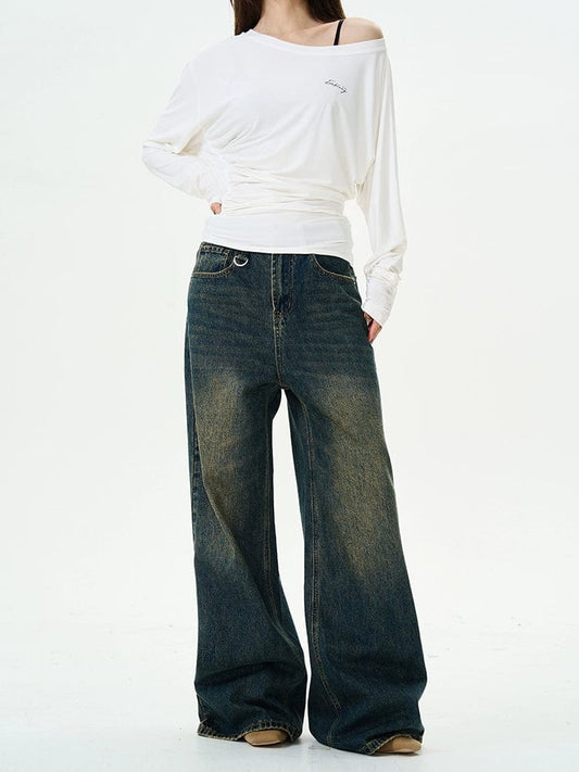 RT No. 12063 RETRO BLUE DENIM STRAIGHT JEANS