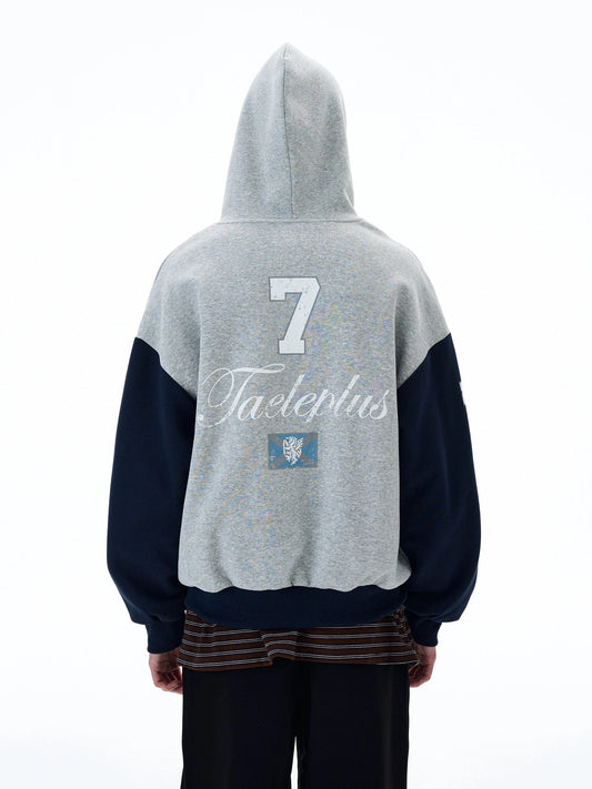 RT No. 20039 GRAY CONTRAST 7 LETTERED ZIP HOODIE
