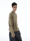 RT No. 20025 KNIT DISTRESSED CREWNECK SWEATER