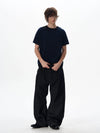 RT No. 18032 BLACK PLEATED DENIM STRAIGHT JEANS