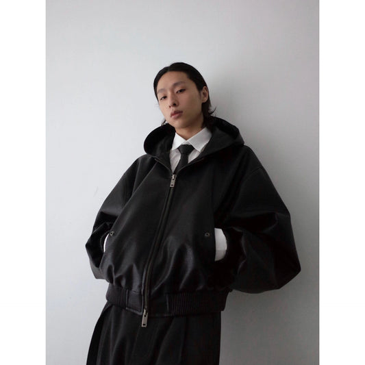 RT No. 29165 BLACK HOODED LEATHER JK