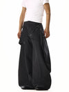 RT No. 18212 BLACK OPEN WIDE STRAIGHT PANTS