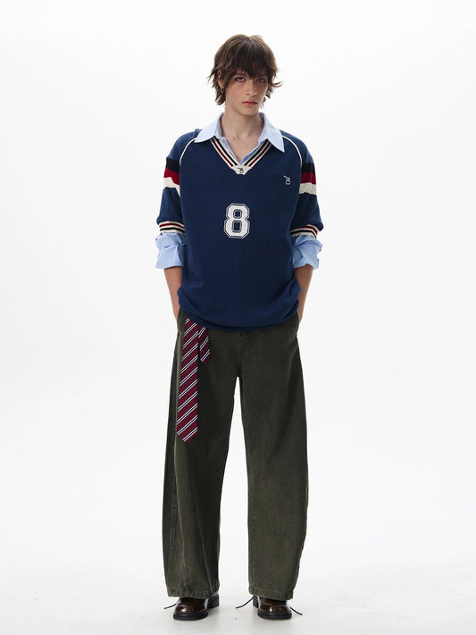 RT No. 18035 KNIT V-NECK 8 SHORTSLEEVE SWEATER