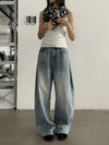 RT No. 18877 WASHED BLUE DENIM STRAIGHT JEANS