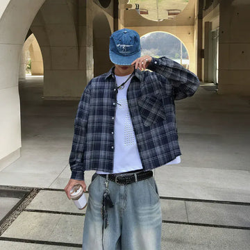 RT No. 40007 PLAID CROP SHIRT