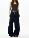 RT No. 18029 BLUE BUTTONED DENIM STRAIGHT JEANS