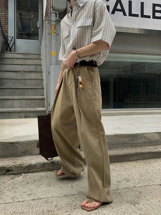 RT No. 18277 PLEATED DRAPE STRAIGHT PANTS