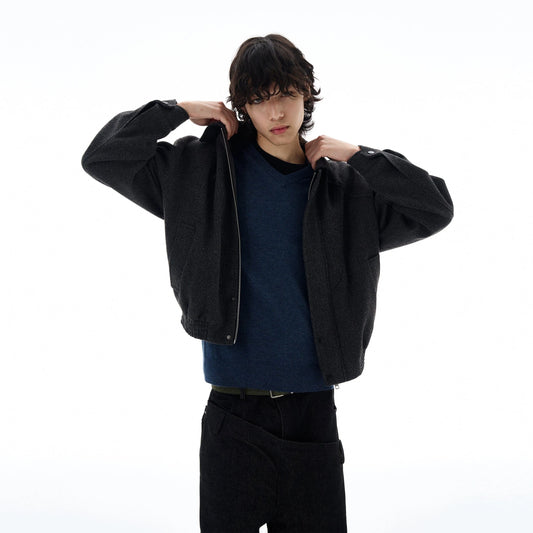 RT No. 25038 MINATO GRAY WOOLEN ZIPPER JK