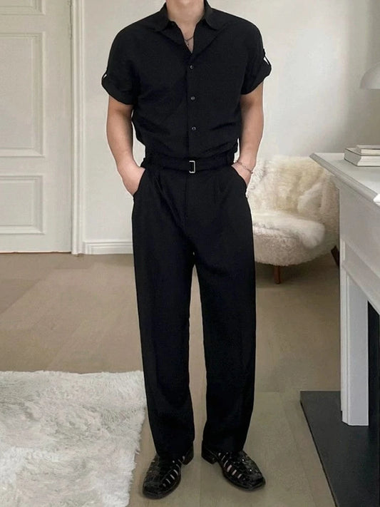 RT No. 18103 BLACK BUTTON-UP SHORT SLEEVE