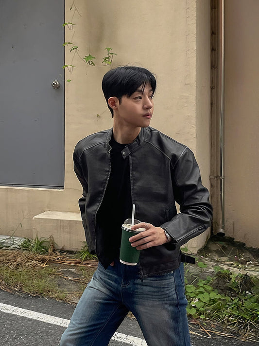 RT No. 12453 BLACK BIKER LEATHER JK